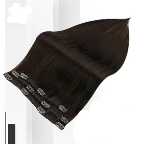 Vollglänzende Clip-in-Haarverlängerungen aus Echthaar, 3-teilig, 100 g, glatt, 12 20 Doppeltressen, Haarverlängerungen aus Echthaar für Frauen, 2 14 Zoll (100 g), 3 6 Monate (6 Stück) von KENFHH