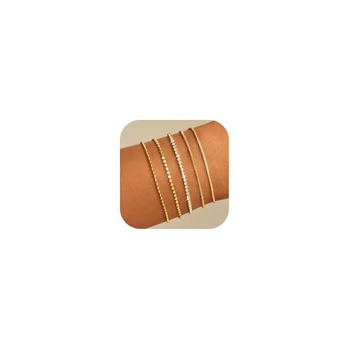 KENIY 5 Stück Armband Damen 14 Karat Vergoldet Armkette Damen Gold Armbänder Set Figaro Herringbone Beads CZ Chain Bracelets Layered Link Charm Bracelets Armkette Modeschmuck Für Damen KENIY 5 Stück Armband Damen 14 Karat Vergoldet Armkette Damen Gold Armbänder Set Figaro Herringbone Beads CZ Chain Bracelets Layered Link Charm Bracelets Armkette Modeschmuck Für Damen von KENIY