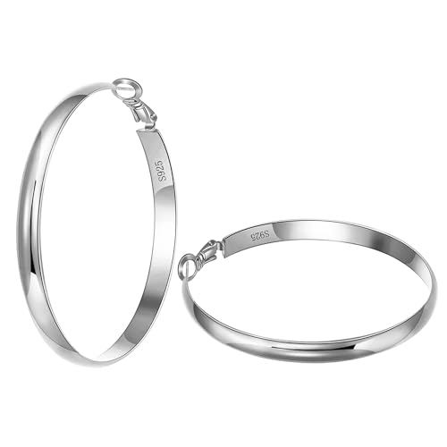 KENIY Ohrringe Silber 925 für Damen - Creolen - Hypoallergen - 14K Vergoldet - Leichte Silber Ohrringe - Damen für Frauen & Mädchen - 20/30/40/50/60mm von KENIY