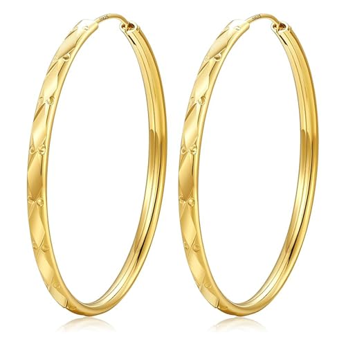 KENIY Ohrringe Silber 925 für Damen Creolen Hypoallergen 14K Vergoldete Gold Leichte Silber Ohrringe Damen für Frauen Mädchen 20 30 40 50 60mm KENIY Ohrringe Silber 925 für Damen Creolen Hypoallergen 14K Vergoldete Gold Leichte Silber Ohrringe Damen für Frauen Mädchen 20 30 40 50 60mm von KENIY