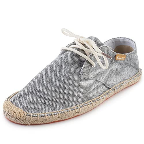 Kentti Herren Classic Comfort Schnür-Espadrilles Grau 45 EU von Kentti