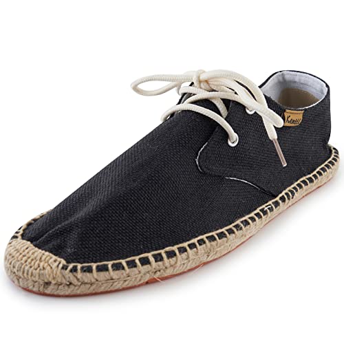 KENTTI Herren Classic Solid Covered Lace-Up Espadrilles Schwarz 44 EU von KENTTI