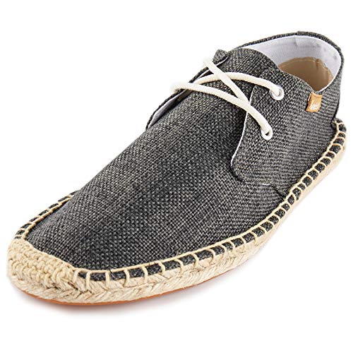 KENTTI Herren Schnürung Casual Canvas Slip auf flachen Espadrilles Schwarz 44 EU von KENTTI