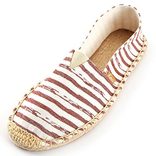 KENTTI Herren Stripe Canvas Klassische Flache Espadrilles Rot 42 EU von KENTTI