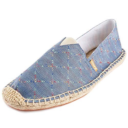 KENTTI Karierter Casual Canvas Slip flachen Espadrilles für Herren Blau 43 EU von KENTTI