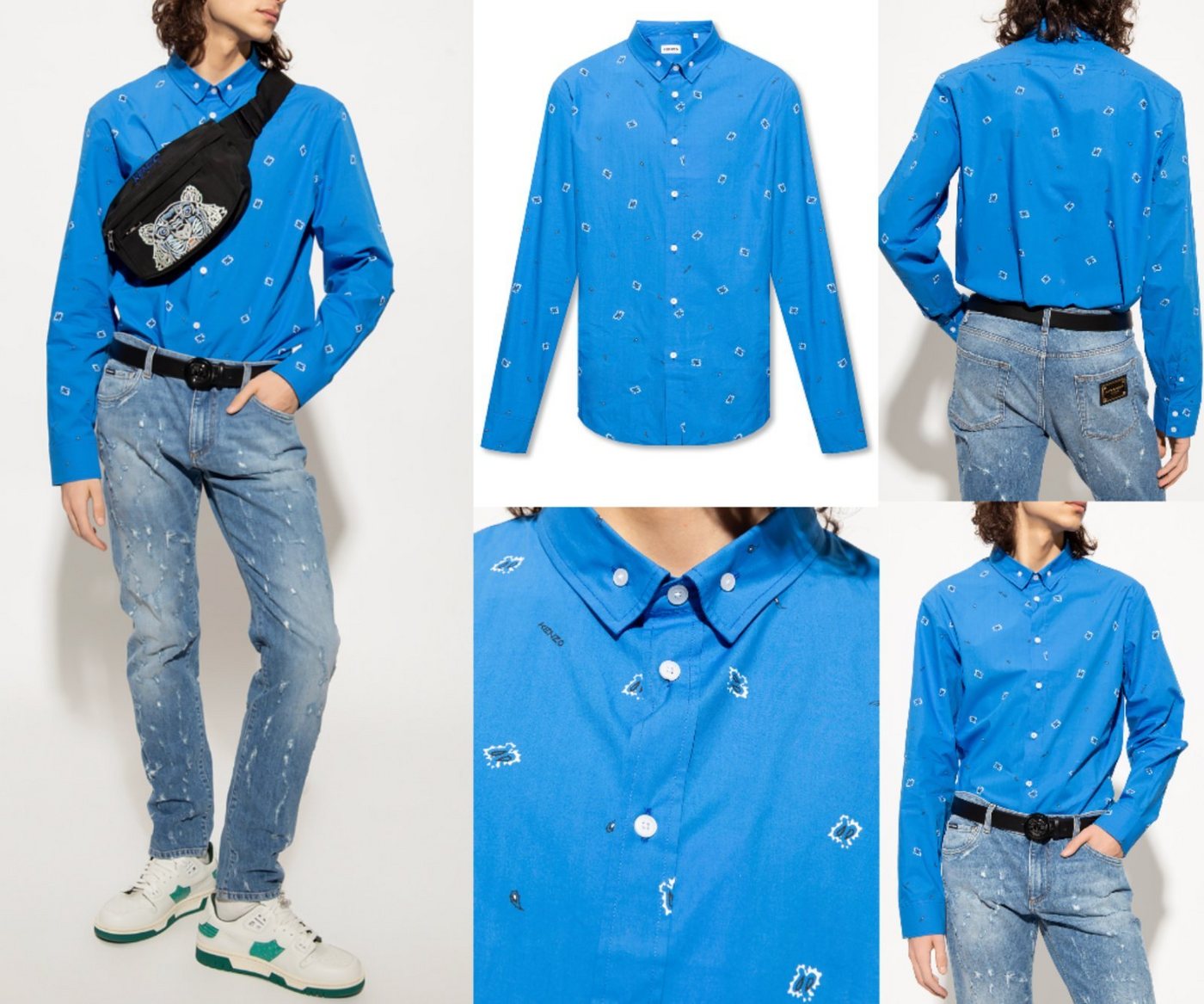 KENZO Langarmhemd KENZO Shirt Bandana Print Button-Down Hemd T-shirt Button-Down Icon He von KENZO