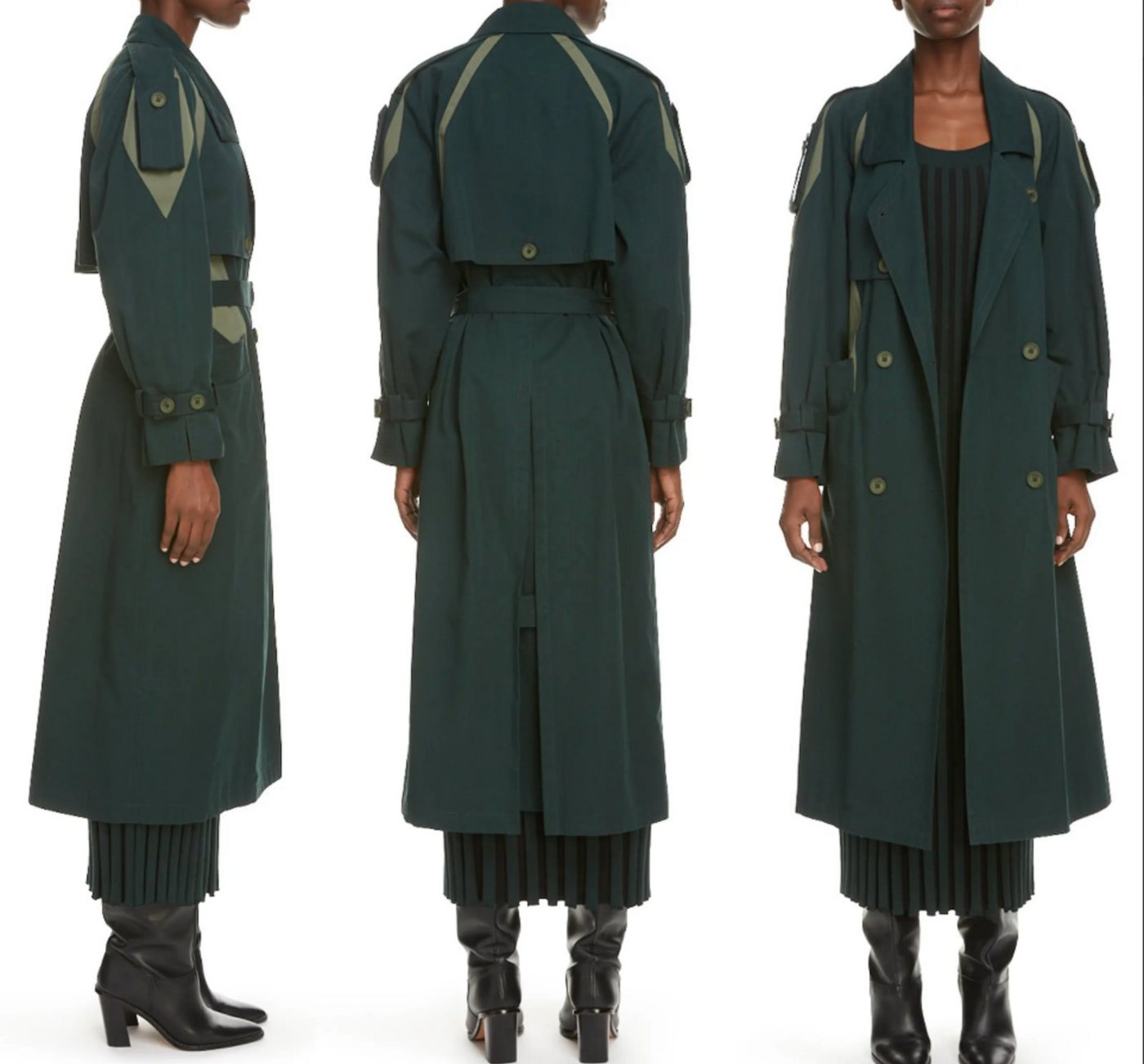 KENZO Langmantel KENZO Bi-Colour Belted Long Trench Coat Trenchcoat Pine Mantel Jacke J von KENZO