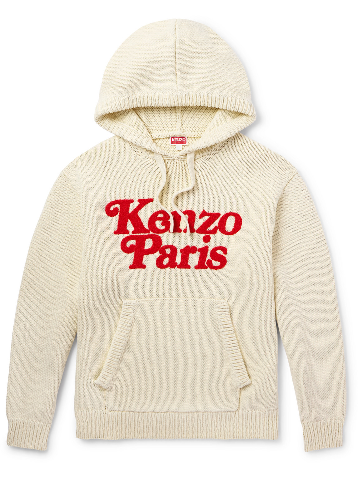 KENZO - Logo-Appliquéd Cotton Hoodie - Men - Neutrals - XS von KENZO