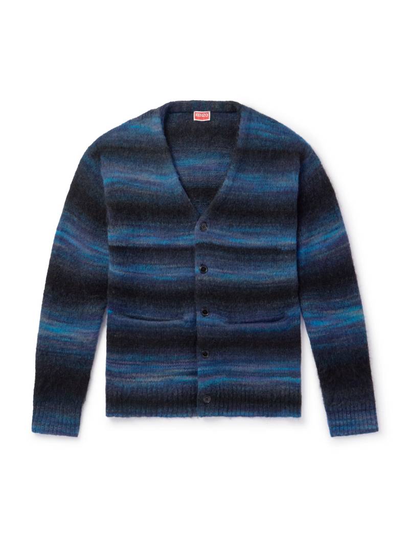 KENZO - Logo-Embroidered Striped Knitted Cardigan - Men - Blue - S von KENZO