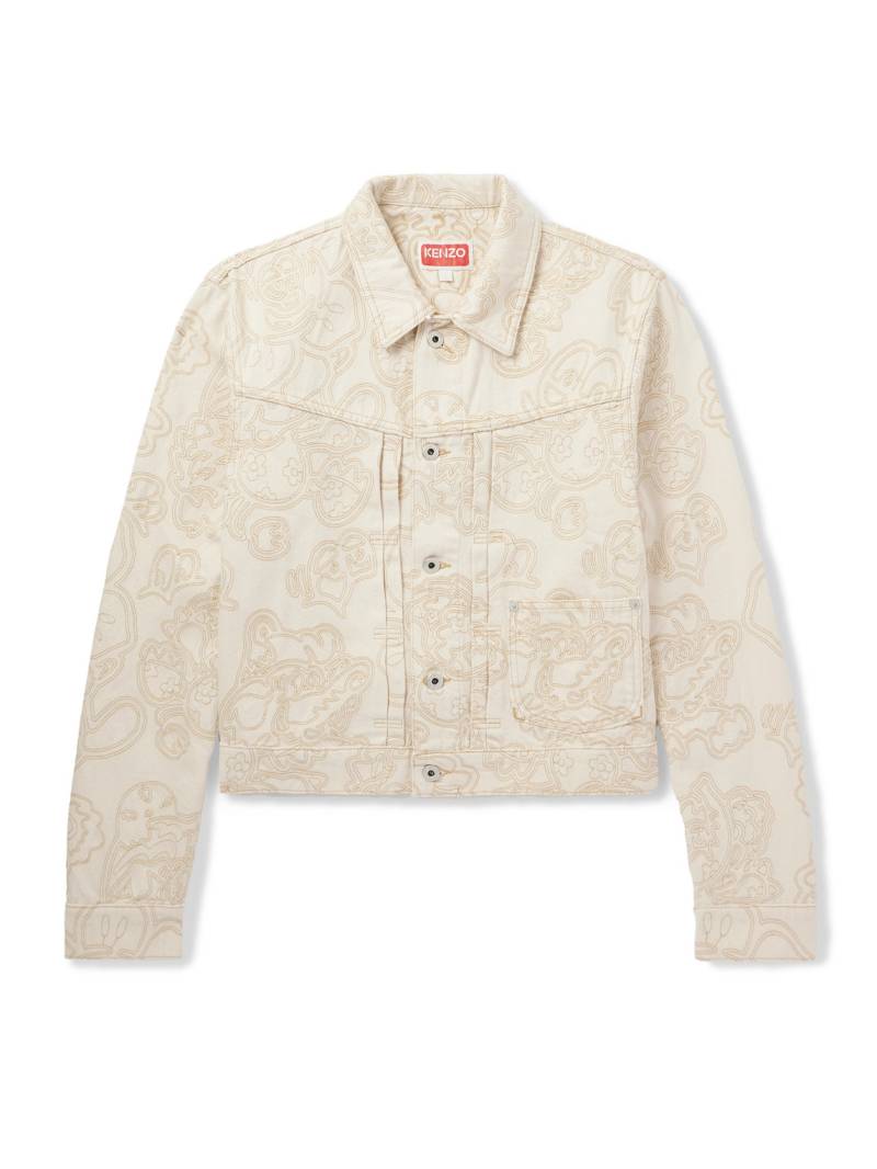 KENZO - Verdy Embroidered Denim Trucker Jacket - Men - Neutrals - S von KENZO