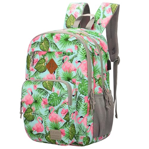 KEOFID Laptop Rucksack für Herren Damen, Großer Schulrucksack für Jungen, Mädchen und Teenager, Anti-Diebstahl Computer Rucksack, 15,6 Zoll Laptop, Handgepäck Rucksack(Flamingo) von KEOFID