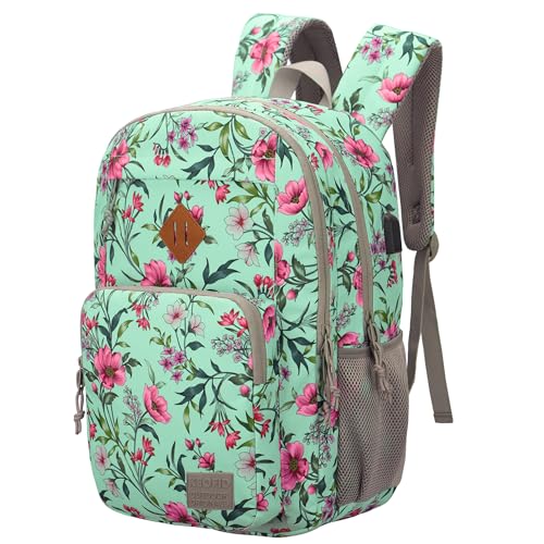 KEOFID Laptop Rucksack für Herren Damen, Großer Schulrucksack für Jungen, Mädchen und Teenager, Anti-Diebstahl Computer Rucksack, 15,6 Zoll Laptop, Handgepäck Rucksack(Blumen) von KEOFID