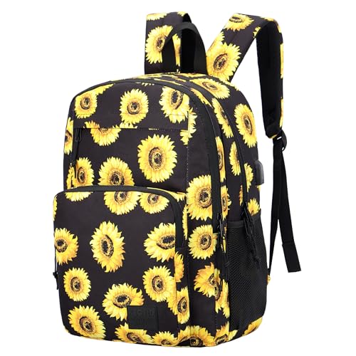 KEOFID Laptop Rucksack für Herren Damen, Großer Schulrucksack für Jungen, Mädchen und Teenager, Anti-Diebstahl Computer Rucksack, 15,6 Zoll Laptop, Handgepäck Rucksack(Sonnenblumen) von KEOFID