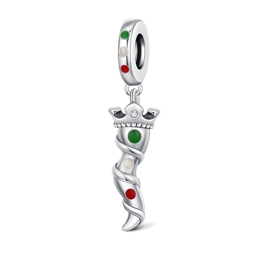 KEQ 925 Sterling Silber Emaille italienisches Horn Charm-Anhänger Glücksbringer-Halskette Amulett für Frauen Armband und Halskette als Geschenke Für Geburtstag von Mama und Freunden von KEQ