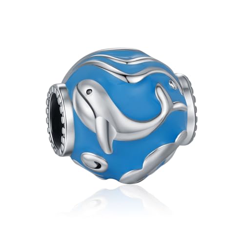 KEQ Türkisfarbener Wal Charm-Anhänger aus 925 Sterling Silber Sommer die das Meer lieben Damen Charm Europäische Armbänder und Halsketten Schmuck Geschenk für Damen Frauen von KEQ
