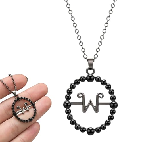KEQAR 1 Pcs "W" Wednesday Cosplay Zubehör Addams Halskette Unisex Fans W Symbol Persönlichkeit Anhänger Für Mann Und Frau Gothic Lolita Halskette Halloween Dekoration von KEQAR