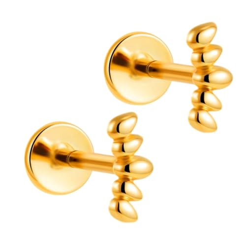 KEQAR 18k Gold Edelstahl Flach Zurück Ohrringe, Delicate Climbing Ohrstecker, Threadless Knorpel Ohrläppchen Conch Piercing, Spirale Ohrstecker (Gold) von KEQAR