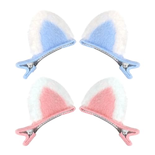 KEQAR 2 Paare Katzenohren-Haarspangen, Mädchen-Haarspangen, süße Katzen-Haarspangen, niedliche Haar-Accessoires, Ponyspangen von KEQAR