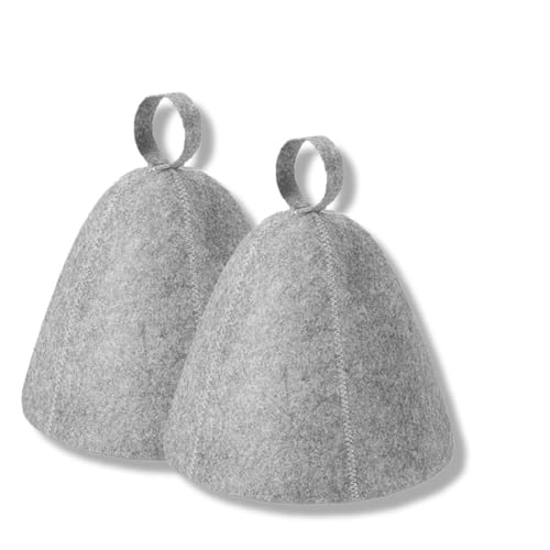 KEQAR 2 Pcs Saunahut Saunamütze Filzkappe Badekappe Duschhaube Zubehör für Damen Herren Dusche Sauna Kopfschutz Gray von KEQAR