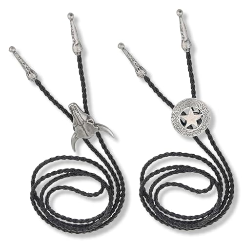 KEQAR 2 Stück Bolo Tie Leder Rodeo Anhänger für Damen und Herren Cowboy Kostüm, Cowboy Weste, Cowboy Hemd, Western Outfit Herren KEQAR 2 Stück Bolo Tie Leder Rodeo Anhänger für Damen und Herren Cowboy Kostüm, Cowboy Weste, Cowboy Hemd, Western Outfit Herren von KEQAR
