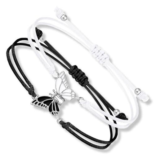 KEQAR 2 Stück Verstellbare Freundschaftsarmbänder, BFF-Armbänder Schmetterling für Beste Freunde, Schmuckgeschenke (Schmetterlingsarmbänder) von KEQAR