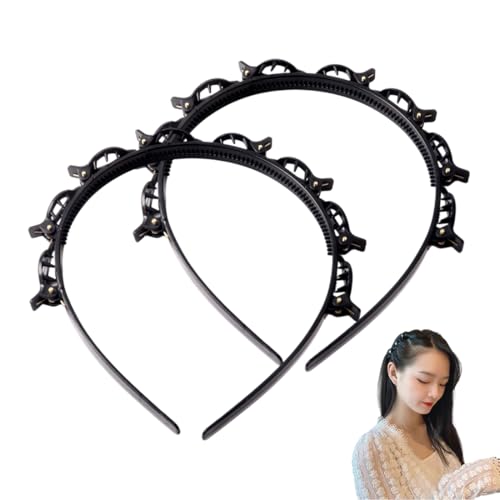KEQAR 2-teiliges Haarband-Clip-Set, geflochtene Haarspangen, geflochtene Stirnbänder, Haarstyling-Clips, Haarstyling-Hilfsmittel, Haaraccessoires von KEQAR
