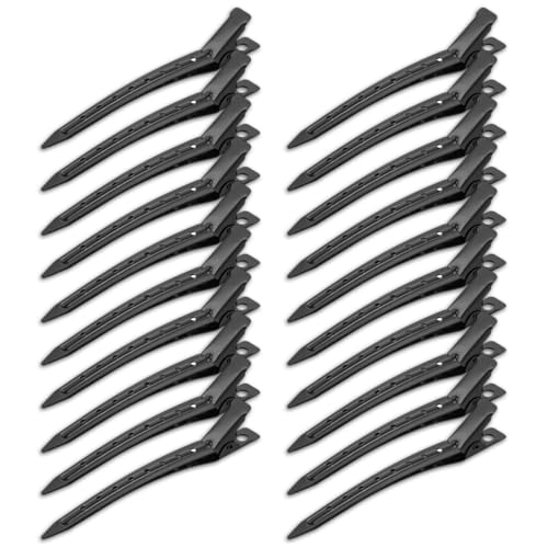 KEQAR 20 Stück Haarspangen Damen, Haarklammern Friseurbedarf, Metall Abteilklammern Friseur, Friseursalon Haarstyling Zubehör (9cm) (Schwarz) von KEQAR