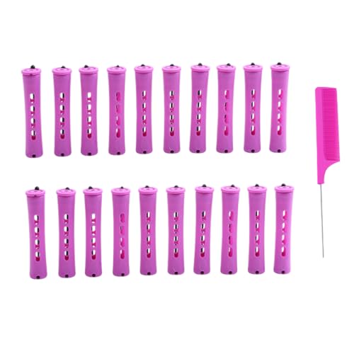 KEQAR 20 Stück Mittelgroße Dauerwellen Wickler Komplett Set Lockenwickler Hair Rollers für Frauen für Natürliche Styling Tool für Lange und Kurze Haare1.9 * 8.2cm mit Kamm von KEQAR