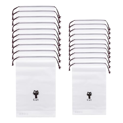 KEQAR 20 Stücke Reise Kleidertaschen Tasche Reisebeutel Aufbewahrungstasche für Kleidung Unterwäsche Handtuch Schuhe Wasserdichte Tasche Krankenhaus (mit schwarzem Katzenmotiv) von KEQAR