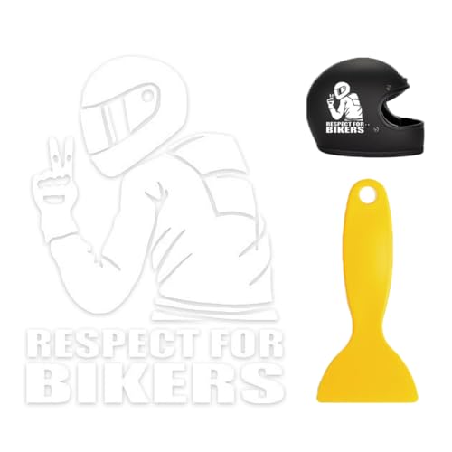 KEQAR 3 Stück Motorradfahrer Racing Aufkleber, Motorrad Aufkleber mit Plastik Rakel, Respekt Biker Auto Dekoration Aufkleber (Weiß) von KEQAR