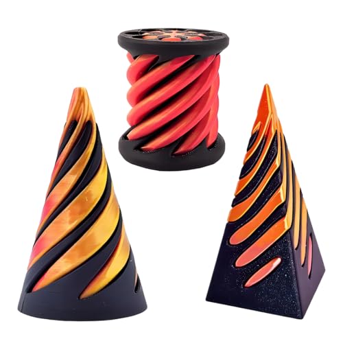 KEQAR 3PCS Impossible Cone 3D-Druck Spiral Cone Fidget Toy, Pyramid Spirale Spielzeug, Passthrough Sculpture, Skulptur Stress Relief Desktop Dekorationen für Kinder und Erwachsene Geschenk (Gold) von KEQAR