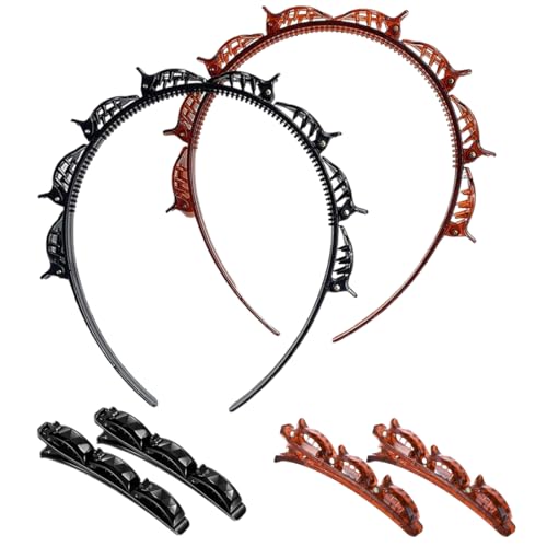 KEQAR 4er Set Haarstyling-Hilfsmittel mit Clips und Haarbändern, Flechtfrisuren, Haarspangen, geflochtene Haarbänder, Friseurbedarf von KEQAR