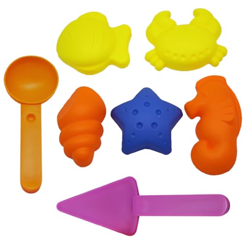 KEQAR 7 Stück Strandspielzeug Set für Kinder, Sand Form, Sand Schaufel, geeignet für Strandpool, Sommergeschenk für Jungen und Mädchen. von KEQAR