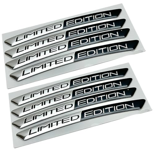 KEQAR 8 Stück 3D Auto Limited Edition Logo Aufkleber Metall Universal Emblem Zubehör (9 cm) (Silber-Schwarz) von KEQAR