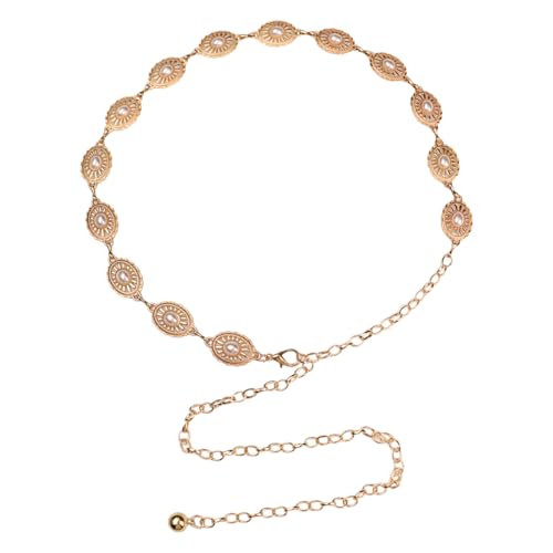 KEQAR Goldene Halbperlen-Gürtel mit Cut-Outs – Bohemian-Stil, für Kleider, Jeans, Pullover, elegant & universell von KEQAR