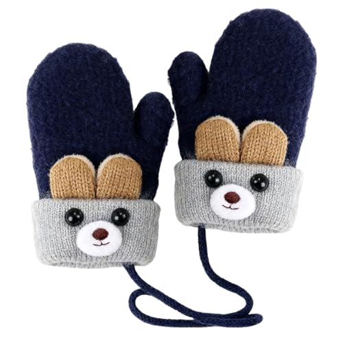 KEQAR Kinder Winter Handschuhe Fäustlinge Baby Cartoon Fausthandschuhe Halshandschuhe Dicke Doppelt Strickhandschuhe Niedliche Fuchs Handschuhe,1-3 Jahre alt,Spielen,Laufen,Skifahren Bedarf von KEQAR