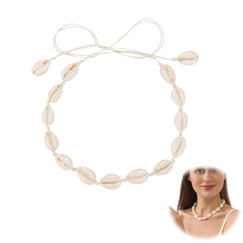 KEQAR Muschelkette Damen, Sommer Strand Kette mit Muschel, Einstellbar Sea Shell Necklace, Exquisit Sommer Kette Muschelschmuck, Stilvoll Kette für Damen Schmuckgeschenke von KEQAR