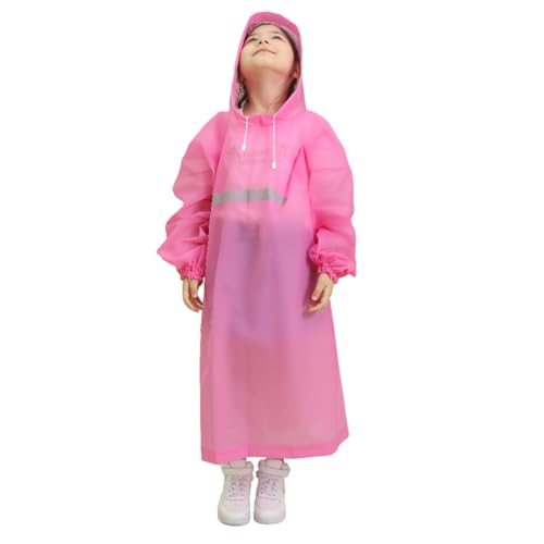 KEQAR Reflektierende Kinder-Regencape – wasserdichter Poncho mit Kapuze, rosa von KEQAR