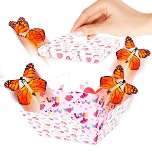 KEQAR Schmetterling Explosion Geschenkbox Fliegende Schmetterlinge überraschungsbox 15x14,8x12,5 CM Surprise Box Rose Geschenkverpackung Geburtstag Bastelset für Valentinstag Weihnacht Muttertag KEQAR Schmetterling Explosion Geschenkbox Fliegende Schmetterlinge überraschungsbox 15x14,8x12,5 CM Surprise Box Rose Geschenkverpackung Geburtstag Bastelset für Valentinstag Weihnacht Muttertag von KEQAR