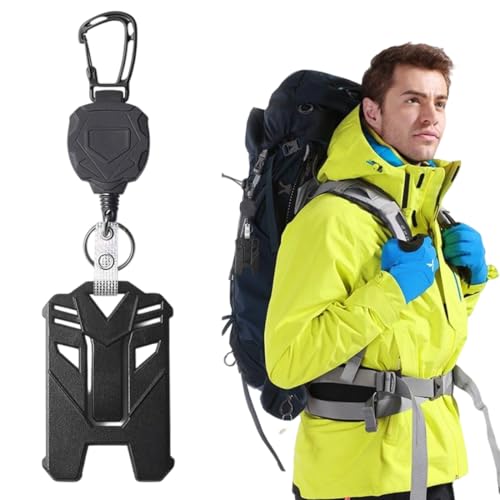 KEQAR taktischer ID-Kartenhalter, Einziehbarer Ausweishalter, Badge Reel, Kartenhalter Ausweis Clip, ID-Kartenhalter mit einziehbarer Kartenhalter Schlüsselanhänger Ausziehbar Set von KEQAR