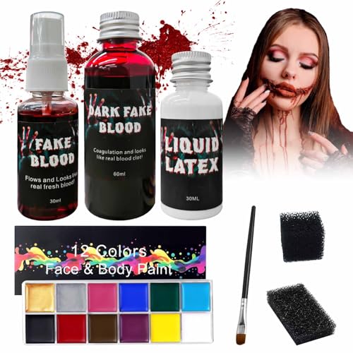 KERANEET Kunstblut Halloween Halloween Schminke Kunstblut Halloween Make Up Blut Kunstblut Auswaschbar Fake Blood Halloween Kunstblut Schminke Vampir für Make up von KERANEET