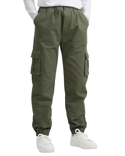 KEREDA Cargohose Jungen Kinder Jogginghose Hosen Cargo Hose,Armeegrün,146-152 von KEREDA