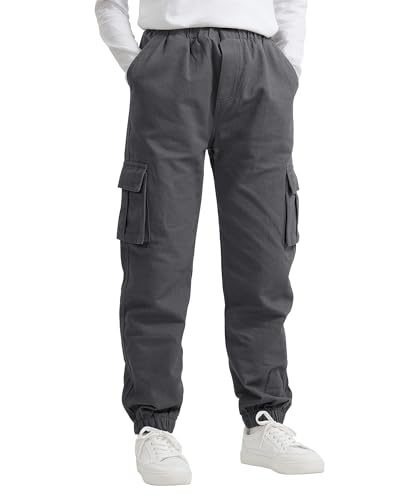 KEREDA Cargohose Jungen Kinder Jogginghose Hosen Cargo Hose,Grau,146-152 von KEREDA