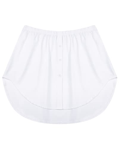 KEREDA Damen Blusenrock Unterrock Hemdverlängerung Blusen Rock Blusenverlängerung Hemdrock Unterzie Shirt Verlängerung Extender Mini Skirt,1 Stück Weiß, EUsize46 von KEREDA