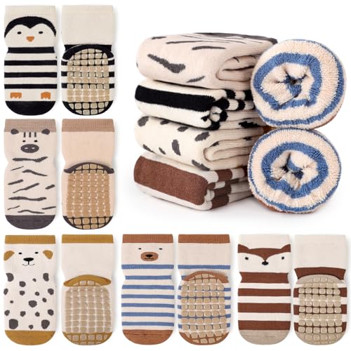 KEREDA Kinder Baby Dicke Stoppersocken Antirutschsocken Winter Anti Rutsch Rutschfeste Socken Warme Krabbelsocken ABS socken 5 Paar von KEREDA