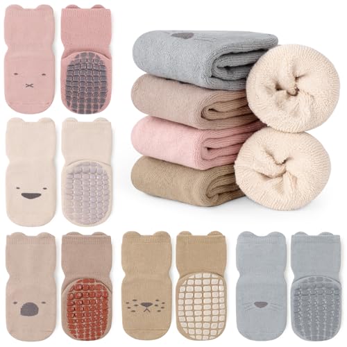 KEREDA Kinder Baby Dicke Stoppersocken Antirutschsocken Winter Anti Rutsch Rutschfeste Socken Warme Krabbelsocken ABS socken 5 Paar von KEREDA