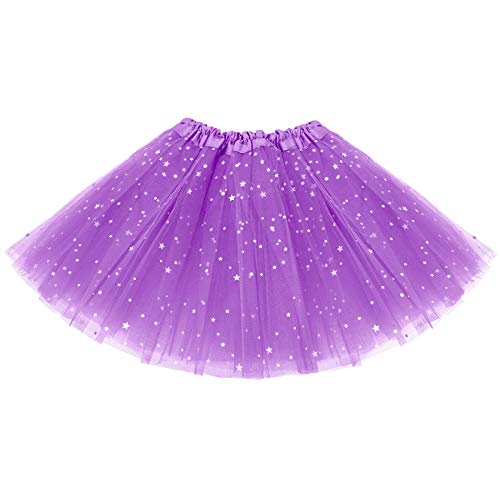 KEREDA Kinder Mädchen Tüllrock Pailletten Tütü Röcke Glitzer Bunt Ballettrock 2-7 Jahre,Hellviolett von KEREDA