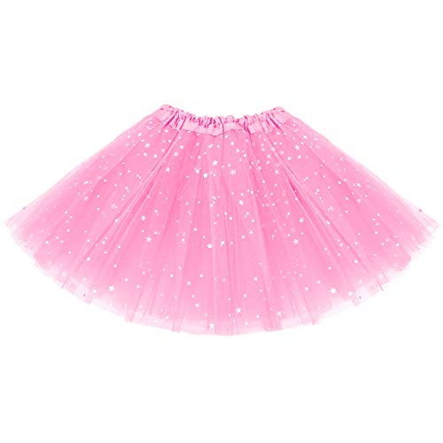 KEREDA Kinder Mädchen Tüllrock Pailletten Tütü Röcke Glitzer Bunt Ballettrock 2-7 Jahre,Rosa von KEREDA