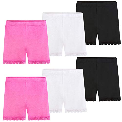 KEREDA Radlerhose Mädchen Kurze Hose Kinder Shorts Kurze Leggings Panty Spitzen 2-10 Jahre (6er-Pack), Mehrfarbig 2, 2-3 Jahre von KEREDA