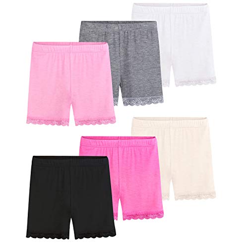 KEREDA Radlerhose Mädchen Kurze Hose Kinder Shorts Kurze Leggings Panty Spitzen 2-10 Jahre (6er-Pack), Mehrfarbig, 5-7 Jahre von KEREDA